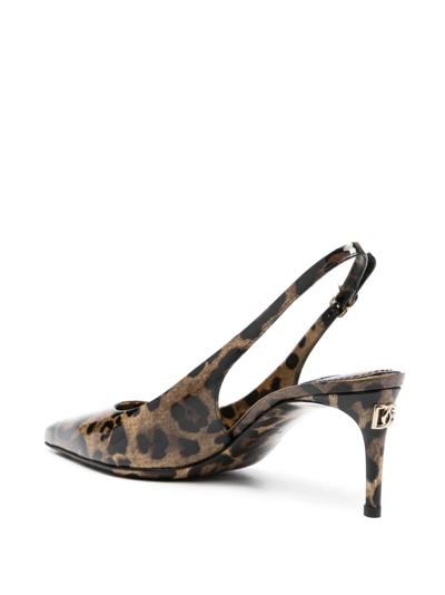 Shop Dolce & Gabbana X Kim 75mm Slingback Leather Pumps In Brown