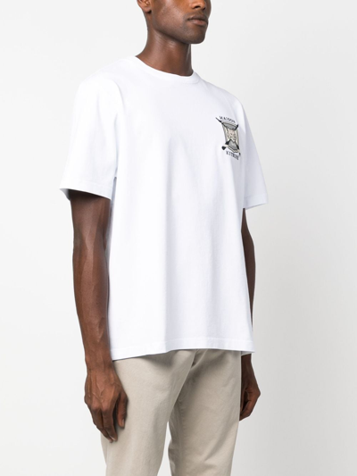 Shop Maison Kitsuné College Fox-embroidered Cotton T-shirt In White