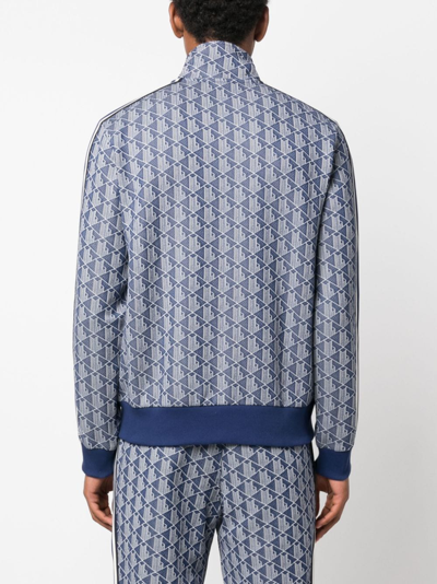 Lacoste Monogram Zip-up Sweatshirt In Blue