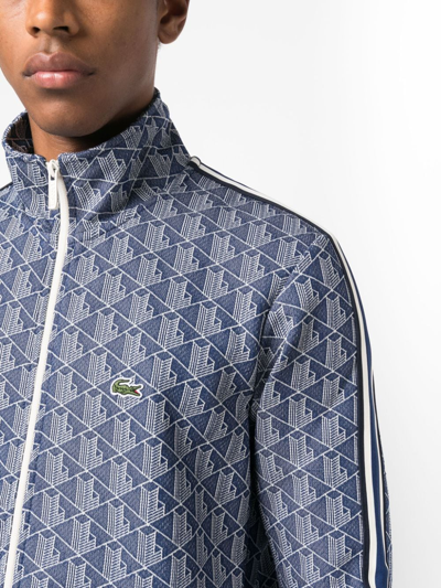 Shop Lacoste Monogram-pattern Long-sleeved Sweatshirt In Blue