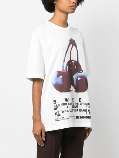 Shop Jil Sander Graphic-print Cotton T-shirt In White