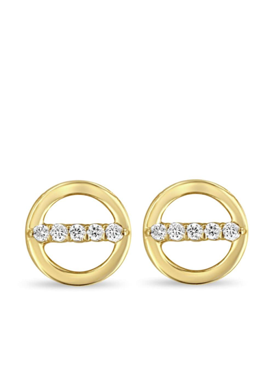 Shop Zoë Chicco 14kt Line Circle Diamond Stud Earrings In Gold