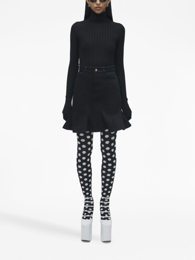 Shop Marc Jacobs Fluted Denim Miniskirt In Black