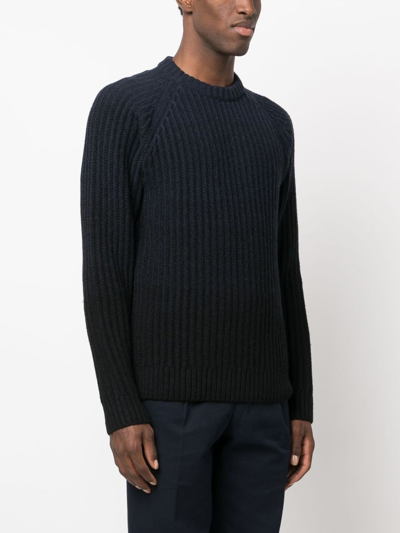 Shop Brioni Fisherman's-knit Long-sleeved Jumper In Black