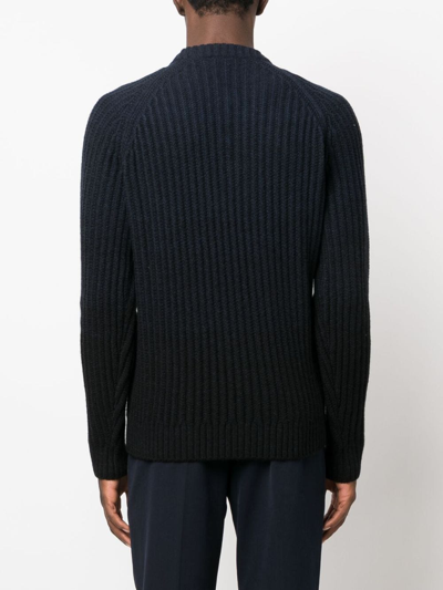 Shop Brioni Fisherman's-knit Long-sleeved Jumper In Black