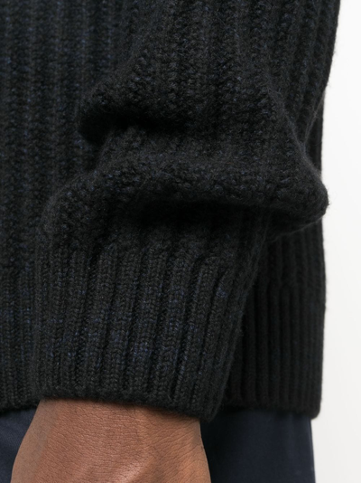 Shop Brioni Fisherman's-knit Long-sleeved Jumper In Black