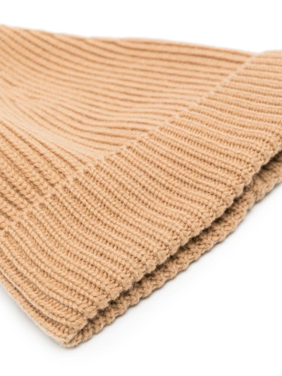 Shop Dolce & Gabbana Turn-up Brim Ribbed-knit Beanie In Neutrals