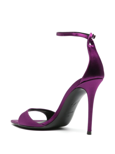 Shop Giuseppe Zanotti 100mm Ankle-strap Satin Sandals In Purple