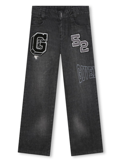 Shop Givenchy Logo-embroidered Cotton Jeans In Black