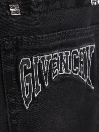 Shop Givenchy Logo-embroidered Cotton Jeans In Black