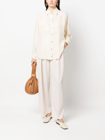 Shop Alysi Long-sleeved Silk Shirt In Neutrals