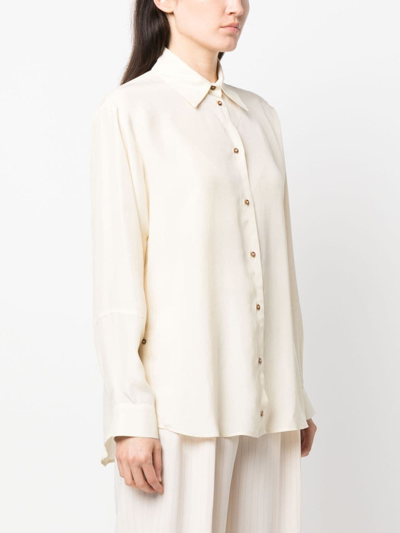 Shop Alysi Long-sleeved Silk Shirt In Neutrals