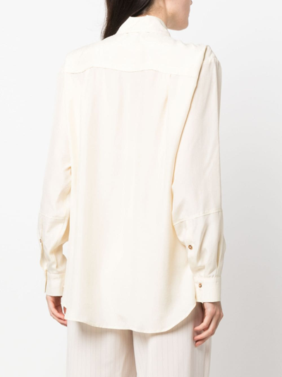 Shop Alysi Long-sleeved Silk Shirt In Neutrals