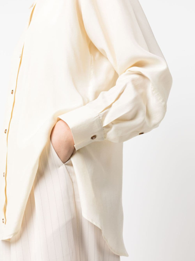 Shop Alysi Long-sleeved Silk Shirt In Neutrals