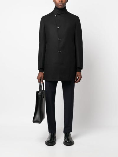 Tagliatore Gordon Asymmetric-fastening Parka Coat In Black