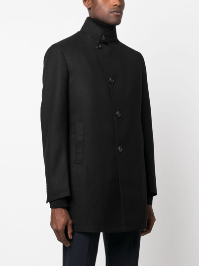 Tagliatore Gordon Asymmetric-fastening Parka Coat In Black