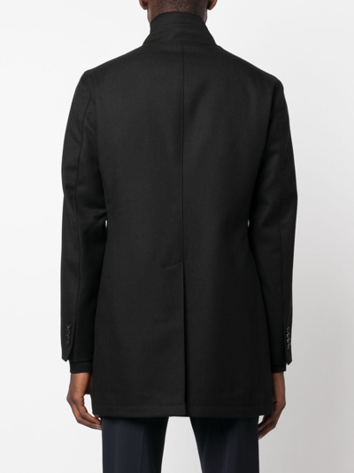 Tagliatore Gordon Asymmetric-fastening Parka Coat In Black