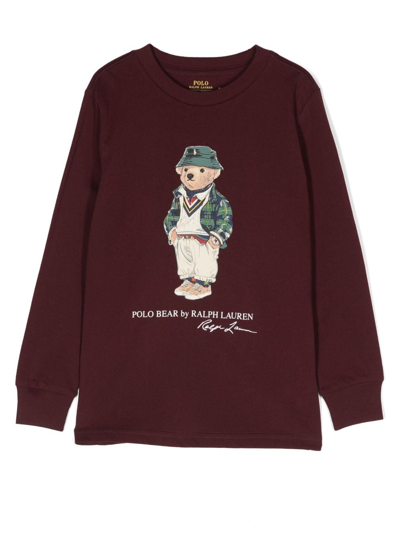 Shop Ralph Lauren Polo Bear-print Cotton Sweatshirt In Red