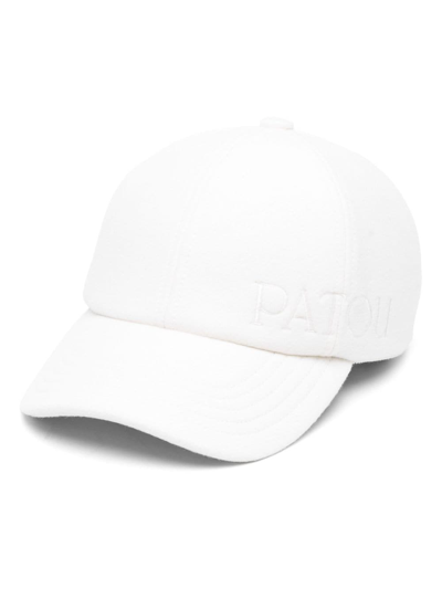 Shop Patou Logo-embroidered Denim Cap In White