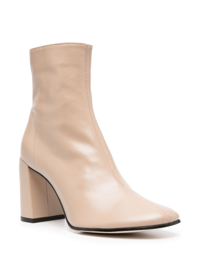 Shop By Far Vlada 80mm Leather Ankle Boots In Neutrals