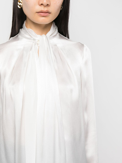 Shop Alberta Ferretti Pussy-bow Collar Long-sleeved Shirt In White