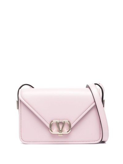 Shop Valentino Small Letter Leather Shoulder Bag In Purple