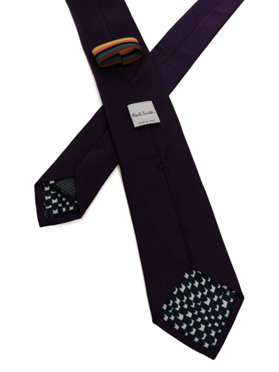 Shop Paul Smith Embroidered-design Silk Tie In Purple