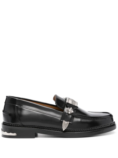 Shop Toga Virilis Buckle-detail Leather Loafers In Black