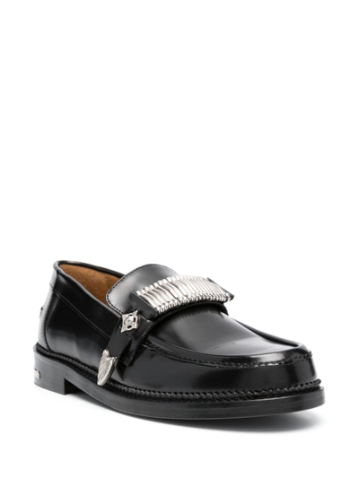 Shop Toga Virilis Buckle-detail Leather Loafers In Black