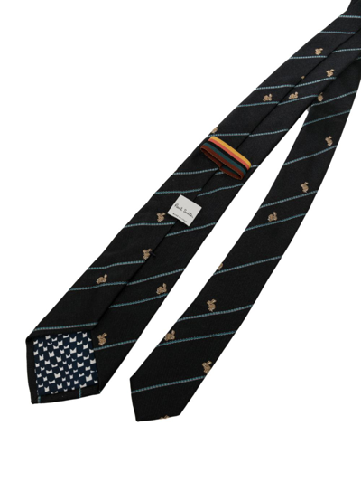 Shop Paul Smith Embroidered-design Silk Tie In Blue