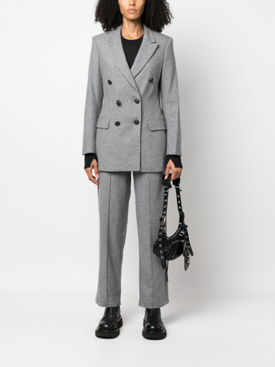 Rag & Bone Double-breasted Virgin Wool-blend Blazer In Grey