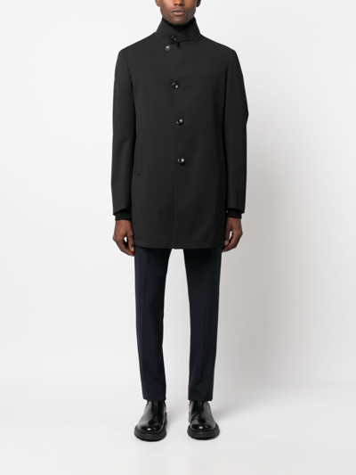 Tagliatore Gordon Asymmetric-fastening Parka Coat In Black