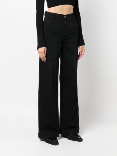 Shop Paige High-waisted Wide-leg Jeans In Black