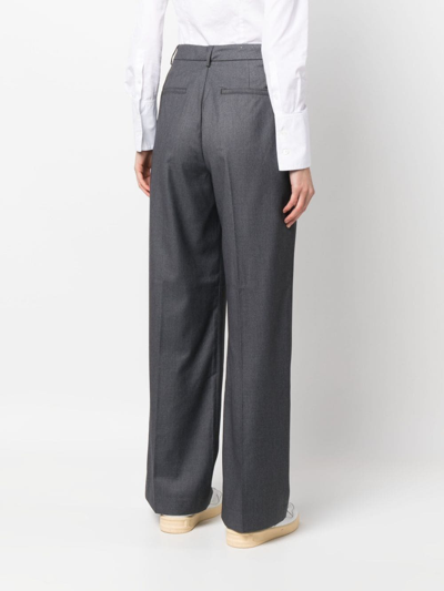 Shop Scotch & Soda Pressed-crease Tailored-cut Trousers In Grey