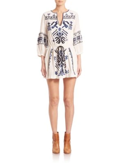 Free People Anouk Embroidered Mini Dress In Ivory Combo