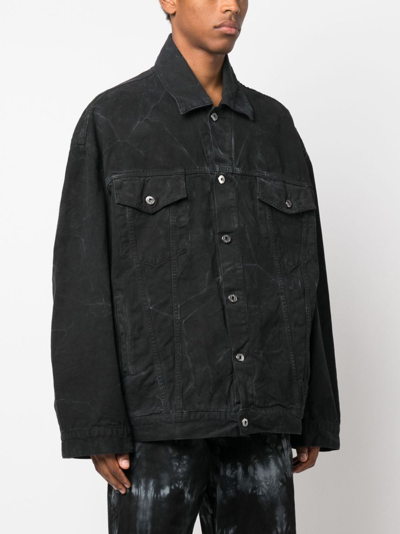 Shop Off-white Dark-washed Denim Jacket In Schwarz