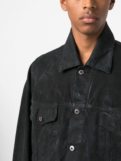 Shop Off-white Dark-washed Denim Jacket In Schwarz