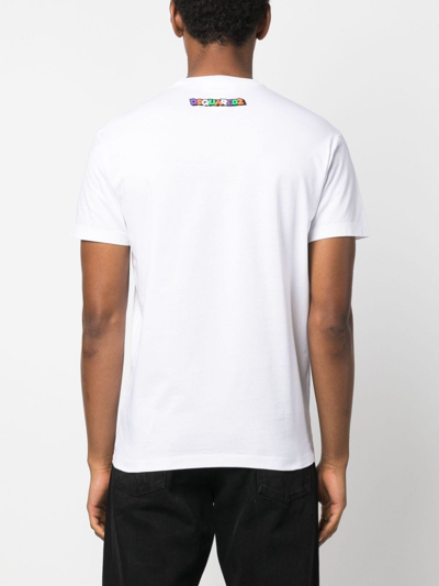 Shop Dsquared2 Graphic-print Cotton T-shirt In Weiss
