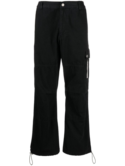 Shop Moschino Straight-leg Cotton Cargo Trousers In Black