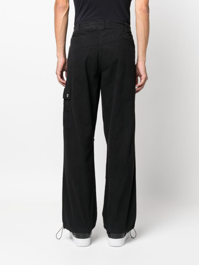 Shop Moschino Straight-leg Cotton Cargo Trousers In Black