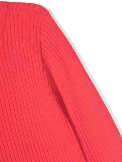 Shop Michael Kors Cut-out Ribbed-knit Sweatshirt In Rosa