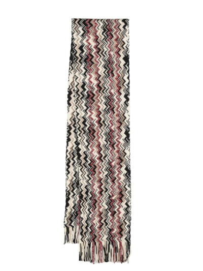 Shop Missoni Zigzag-print Wool Scarf In Nude