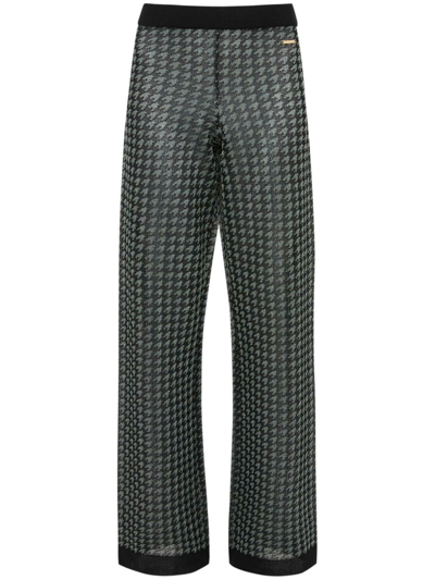 Jw Anderson Check-pattern Logo-plaque Trousers In Schwarz