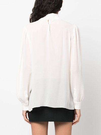 Dolce & Gabbana Silk-georgette Blouse With Ruffles In Weiss