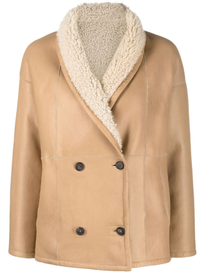 Shop Furling By Giani Chloe Double-breasted Coat In Nude