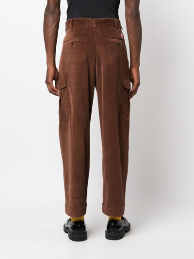 Shop Kenzo Cotton Corduroy Cropped Trousers In Braun