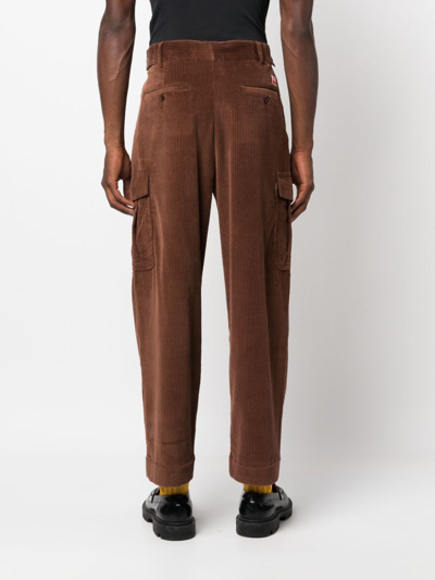 Kenzo Cotton Corduroy Cropped Trousers In Braun