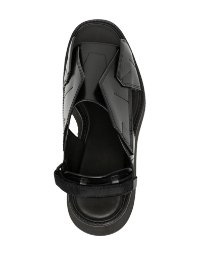 Shop Julius Edge Cut-out Leather Sandals In Schwarz