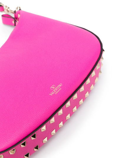 Shop Valentino Small Rockstud Leather Shoulder Bag In Rosa