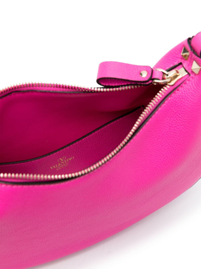 Shop Valentino Small Rockstud Leather Shoulder Bag In Rosa